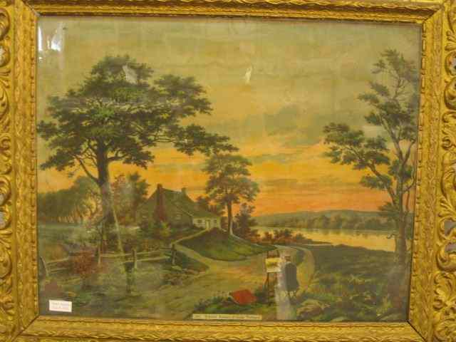 Appraisal: Victorian Lithograph of Wakefield birthplace of George Washington image area