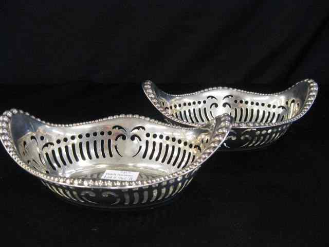 Appraisal: Pair of Gorham Sterling Nut Bowls oval beaded with fancy