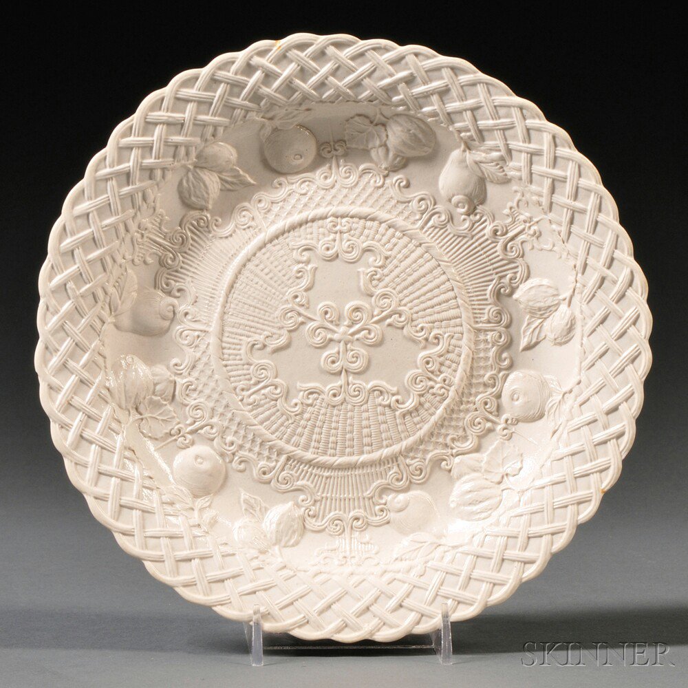 Appraisal: Staffordshire Salt-glazed Press-molded Stoneware Plate England c scalloped rim with