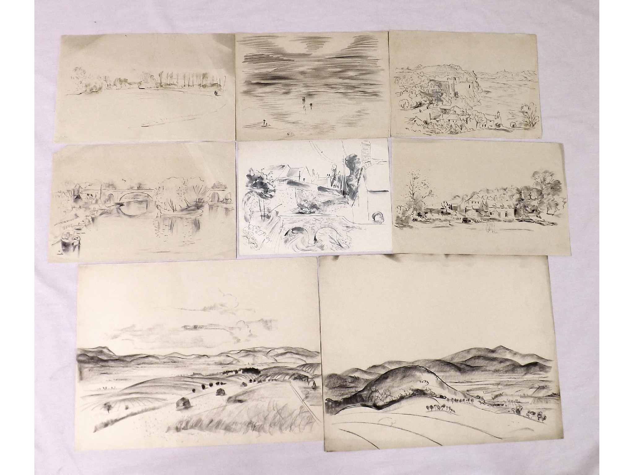 Appraisal: Georg Mayer-Marton - - eight landscape studies in graphite pen