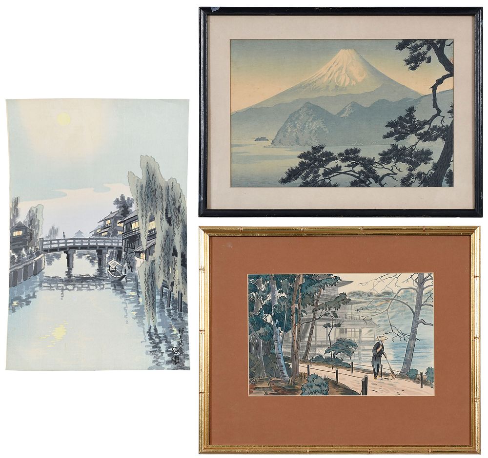 Appraisal: Three Contemporary Japanese Woodblock Prints th century Three Kotozuka Eiichi