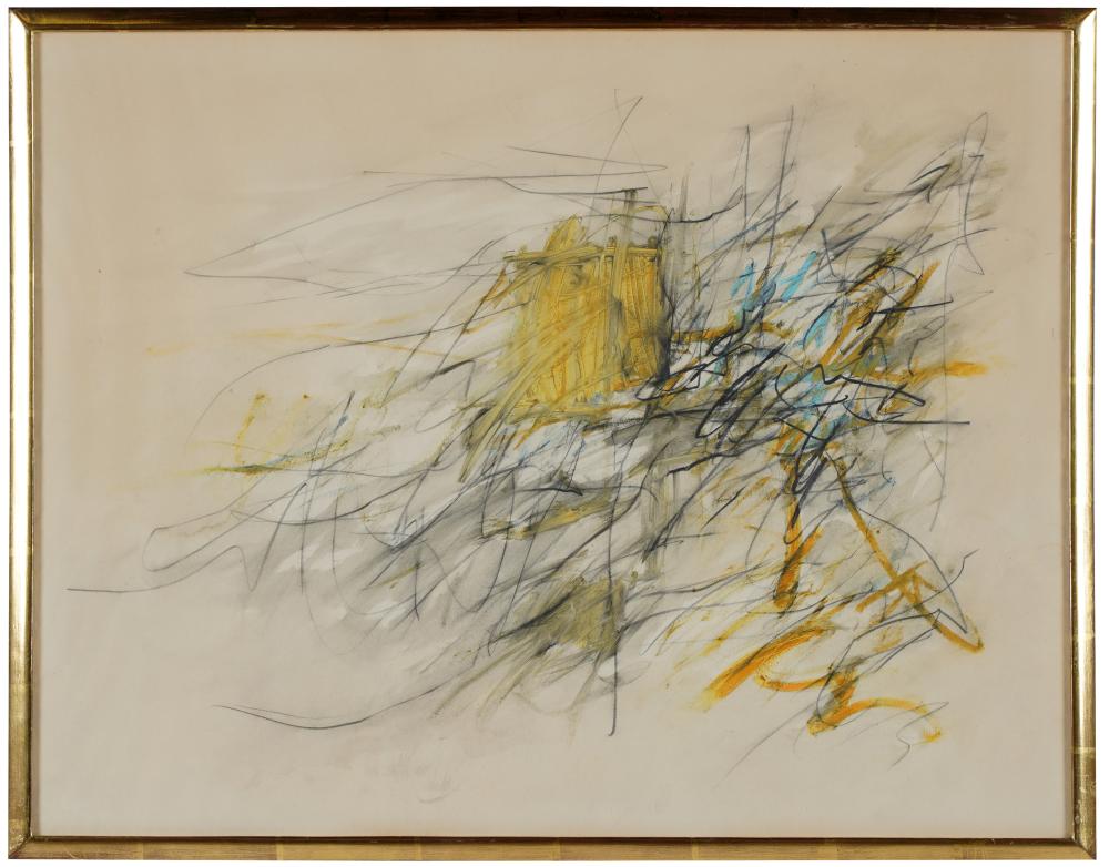 Appraisal: ROLAND GINZEL B ABSTRACT pencil and Japanese crayon unsigned dated