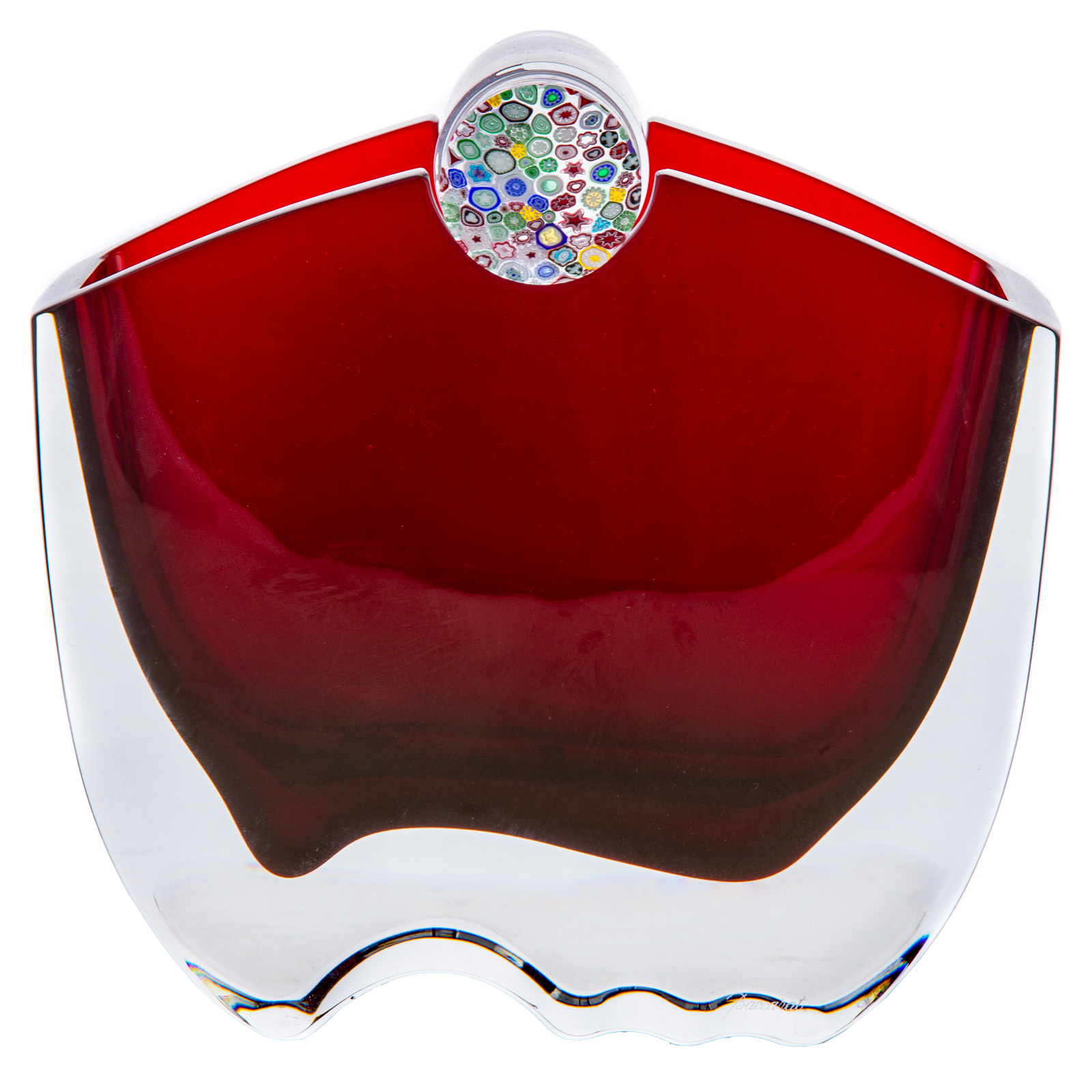 Appraisal: THOMAS BASTIDE FOR BACCARAT OCEANIE VASE Cased ruby and clear