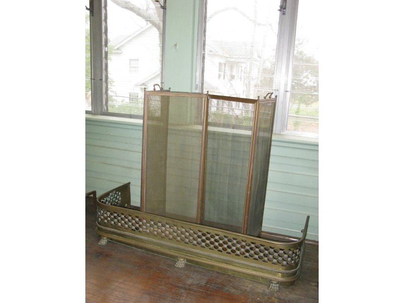 Appraisal: Brass Fire Fender Fire Screen th c a brass fender