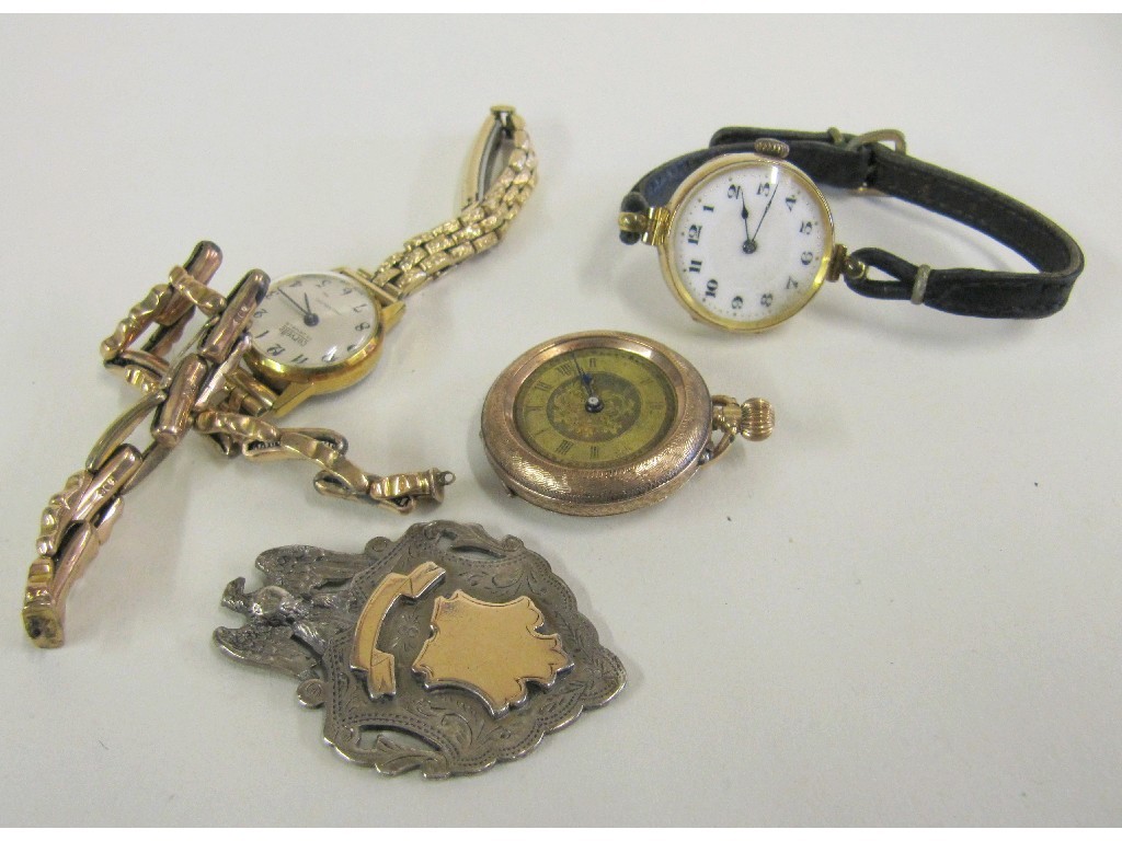 Appraisal: Lot comprising Victorian ct gold cased fob watch early th