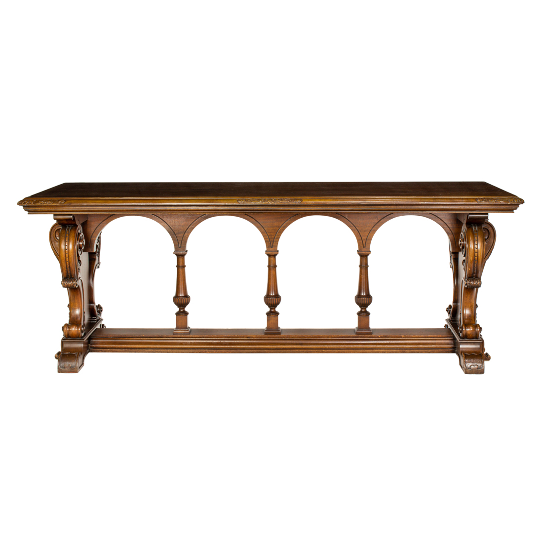 Appraisal: A CONTINENTAL TRESTLE TABLE A Continental trestle table executed in