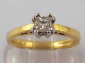 Appraisal: An carat gold diamond solitaire ring the rectangular princess cut