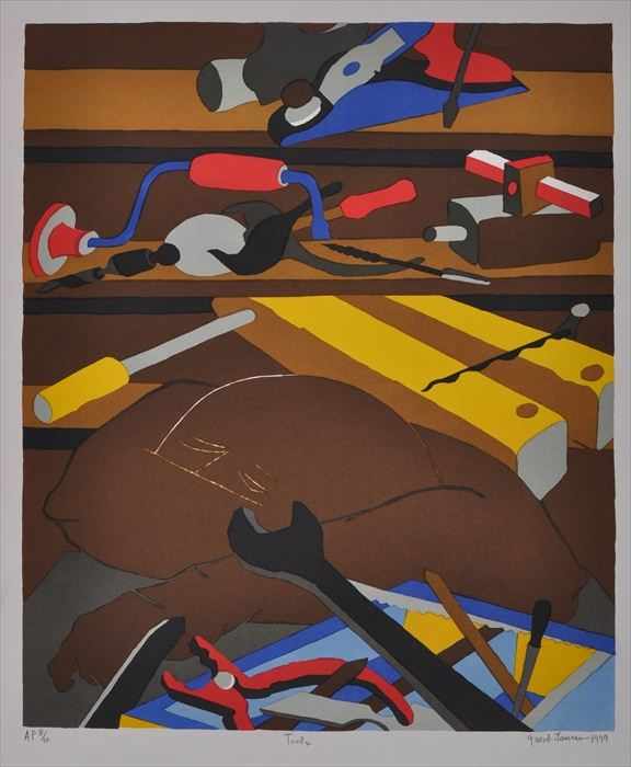 Appraisal: JACOB LAWRENCE - TOOLS Offset lithograph in colors x in