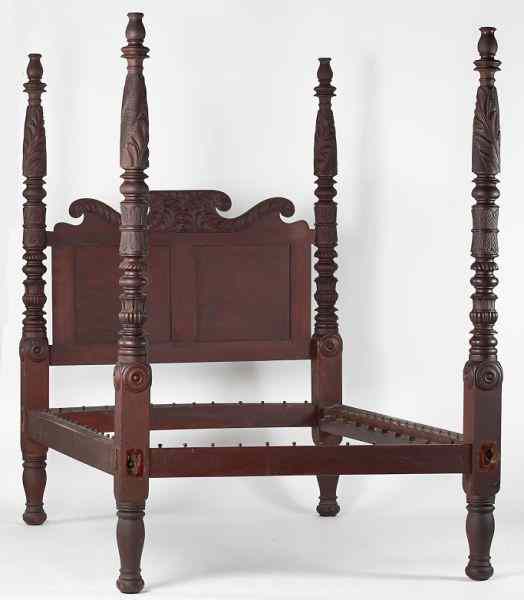 Appraisal: American Late Classical Tall Post Bedcirca cherry with desirable old