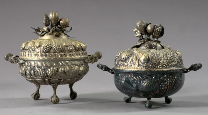 Appraisal: Two Silverplate Covered Tureens one a large Continental repousse silverplate