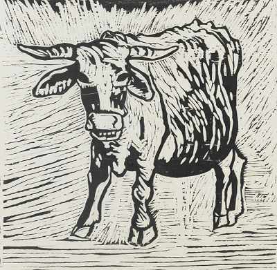 Appraisal: Ray Grizenbach American th Century Woodcut print of a bull