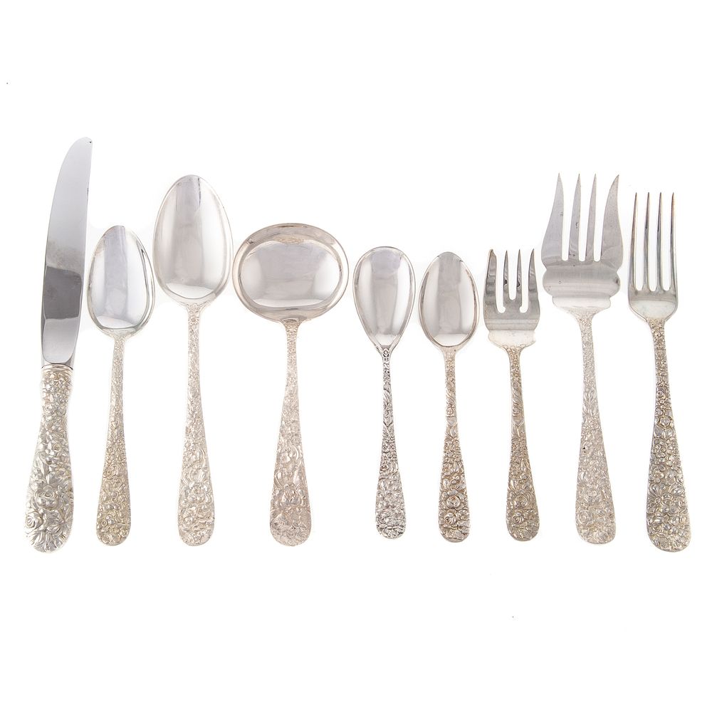 Appraisal: Kirk Stieff Silverplated Rose Flatware Service Service for twelve including