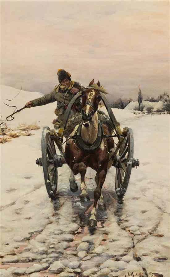 Appraisal: Bohdan Kleczynski Polish - An Icy Road oil on panel