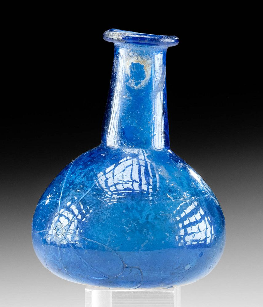 Appraisal: Roman Glass Unguentarium w Cobalt Hue Roman early Imperial Period