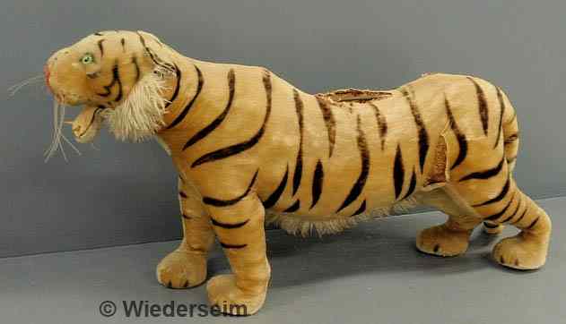 Appraisal: Life size Steiff display tiger with green glass eyes ad