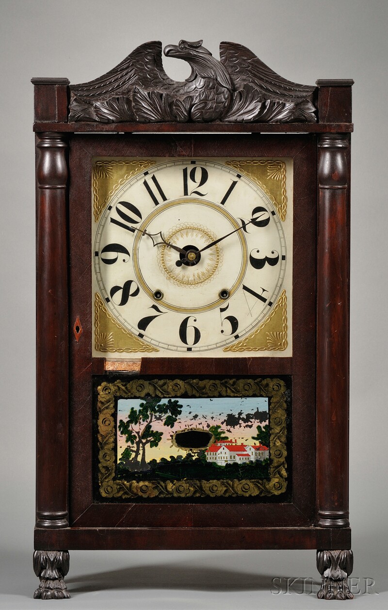 Appraisal: Classical Carved Mahogany and Mahogany Veneer Shelf Clock manufactured for