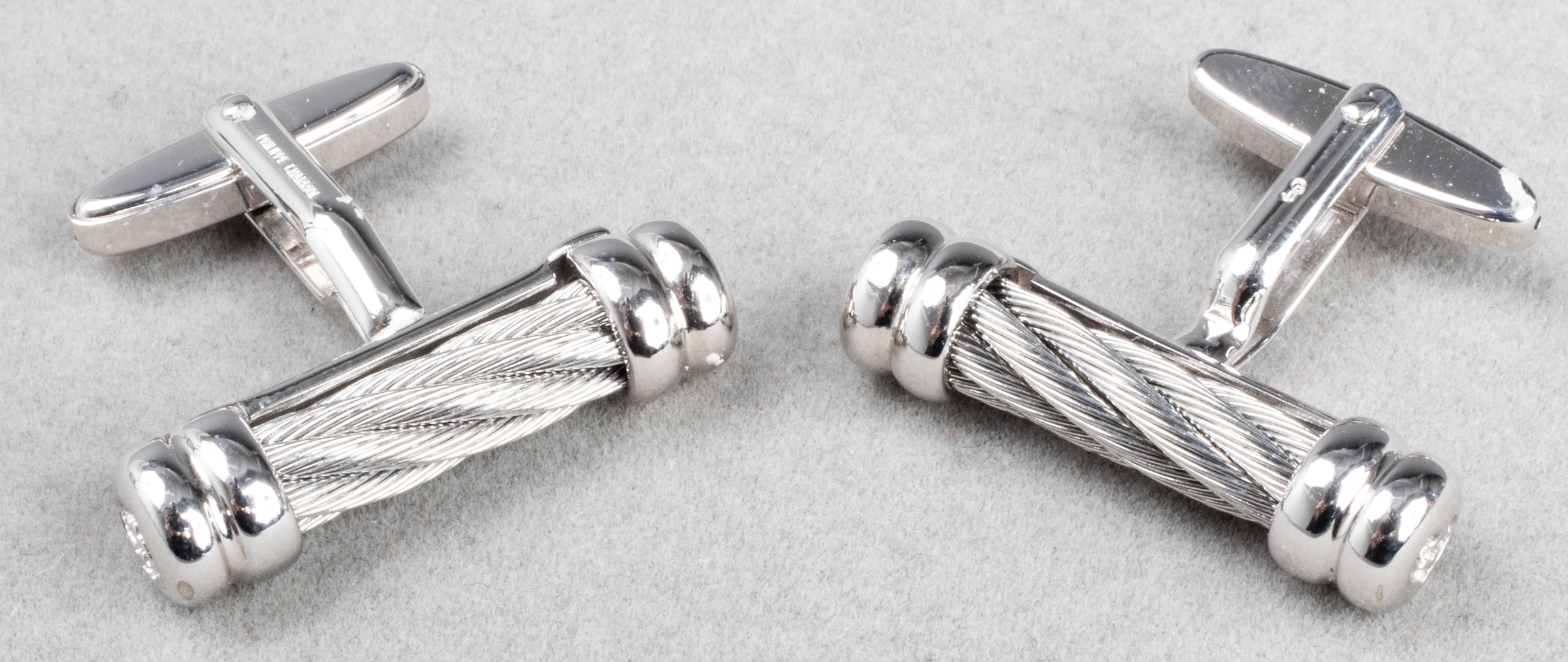 Appraisal: PHILIPPE CHARRIOL DESIGNER CYLINDER CUFFLINKS Vintage Philippe Charriol silver over