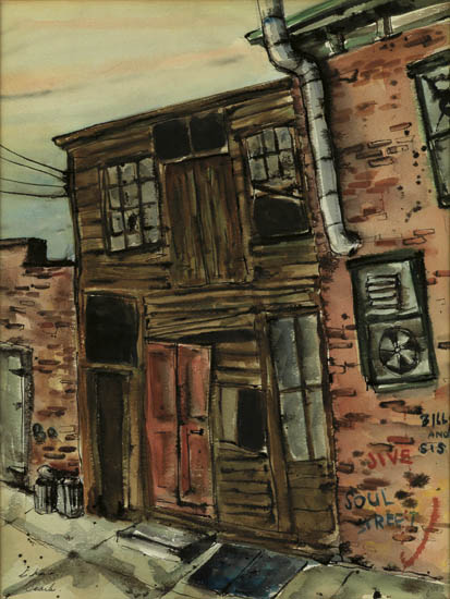 Appraisal: CHARLES SEARLES - Untitled Soul Street Watercolor pen and ink