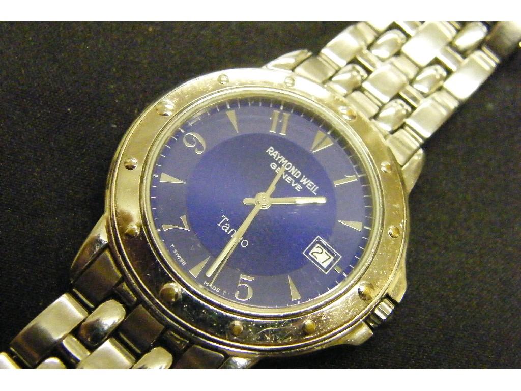 Appraisal: Raymond Weil Tango stainless steel gentleman's bracelet watch the blue