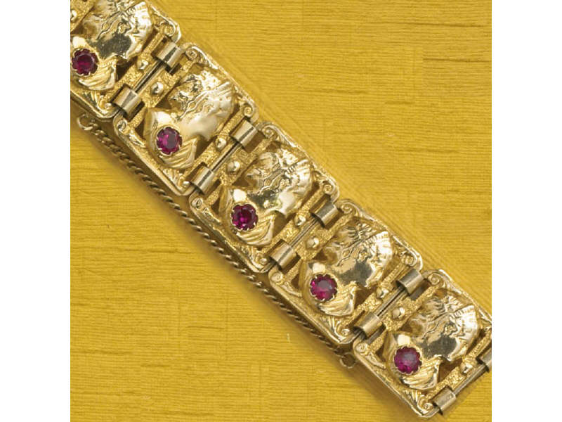 Appraisal: K GOLD BRACELET with rectangular links with open silhouette design