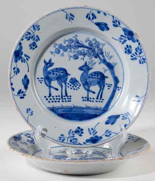 Appraisal: Two Delftware Plates th centurytin-glazed earthenware decorated in the Chinese