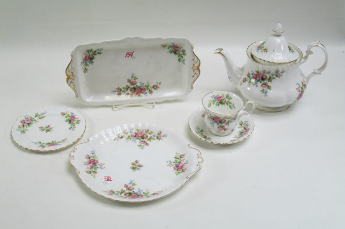 Appraisal: ROYAL ALBERT MOSS ROSE DESSERT SET pieces comprised of coffee