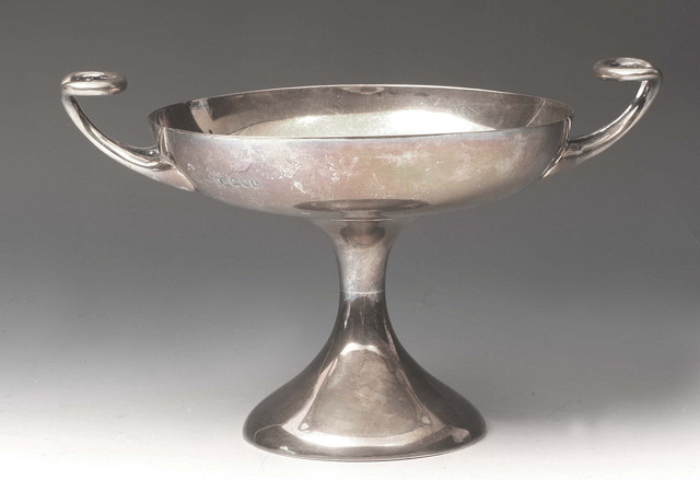 Appraisal: A SILVER TAZZA with scroll handles and circular spreading foot