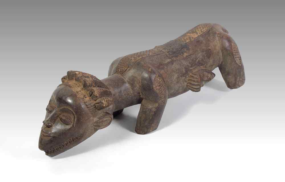 Appraisal: CARVED AFRICAN BASSA DOG FIGURE - GUINEA LBS '' x