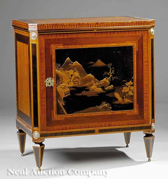 Appraisal: An Antique Dutch Neoclassical-Style Mahogany and Inlaid Cabinet rectangular banded