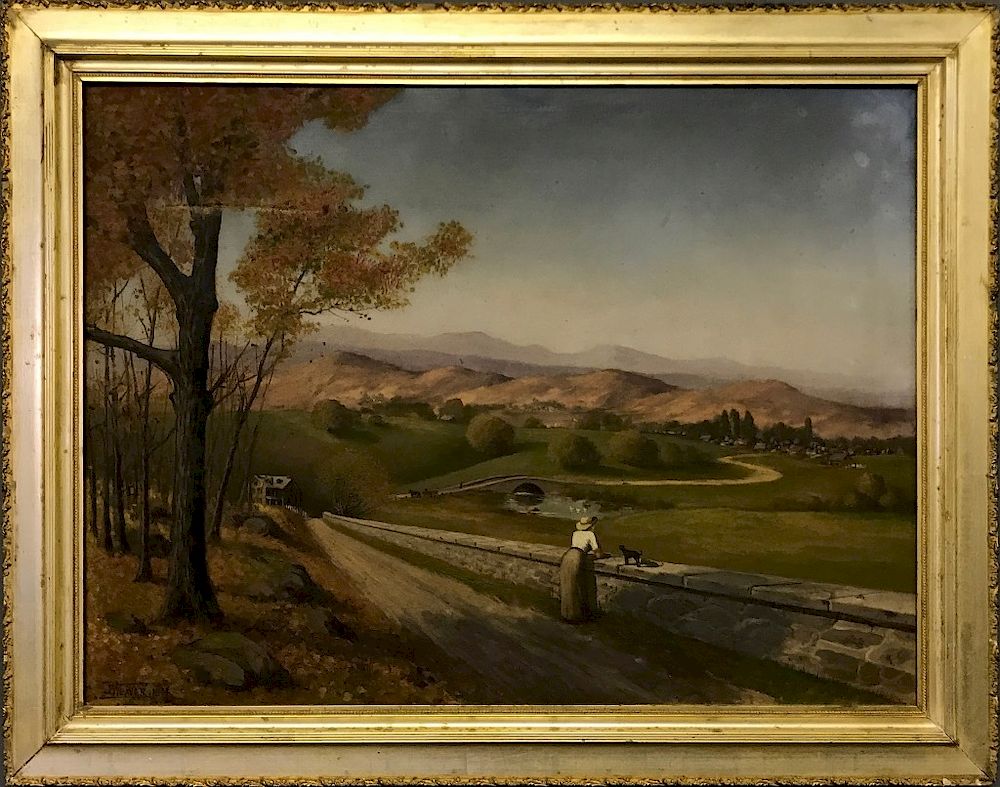 Appraisal: Oil on Canvas of a Fall Landscape Signed J E