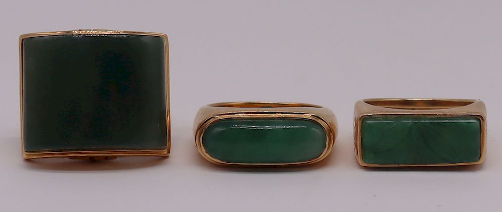 Appraisal: JEWELRY Ming's kt Gold and Jade Rings Includes a Ming's