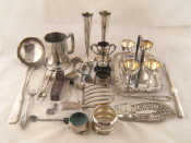 Appraisal: A quantity of silver plated flatware and holloware including a