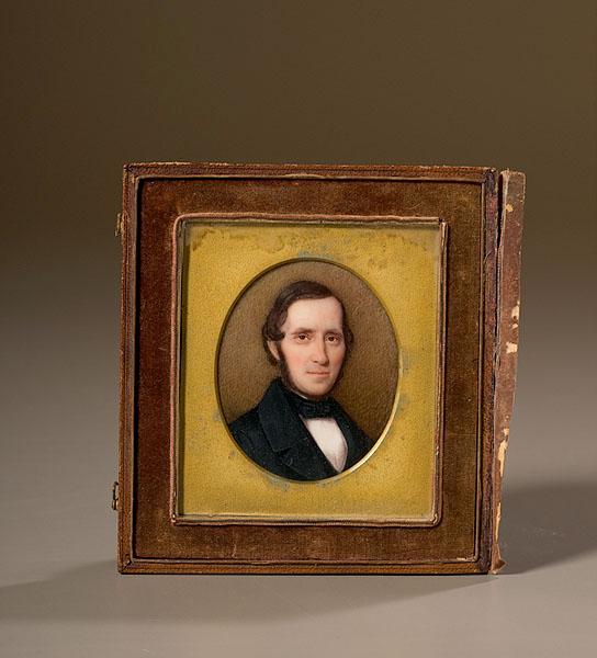 Appraisal: PORTRAIT MINIATURE ON IVORY OF A GENTLEMAN likely American ca