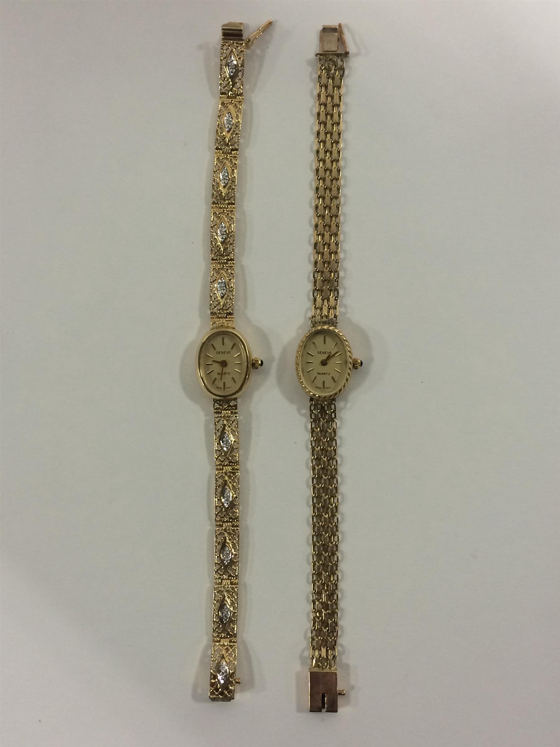 Appraisal: TWO GOLD WATCHES Yellow gold quartz watches marked k USA