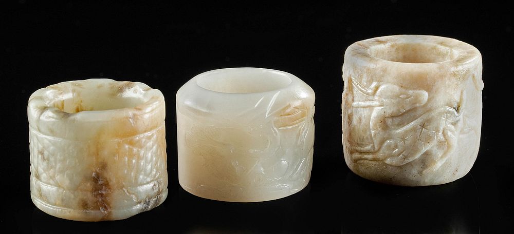 Appraisal: Lot of Chinese Qing Dynasty Nephrite Archer Rings East Asia