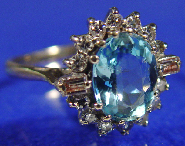 Appraisal: ct white gold diamond and blue stone ring