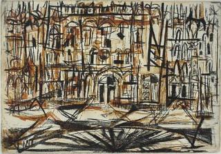 Appraisal: Rudy Pozzatti etching Rudy Pozzatti American - - ''Palazzo Florence''-