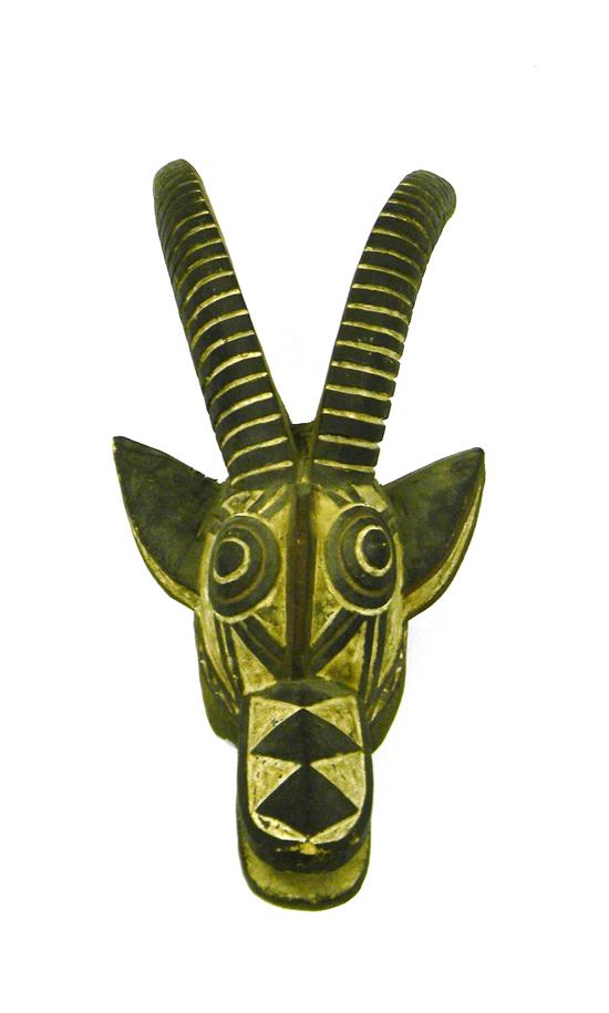 Appraisal: Painted wooden tribal Nuna style mask of stylized ram's head