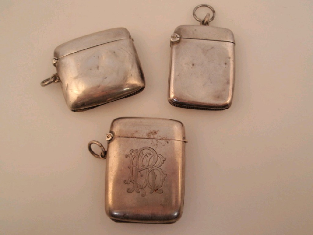 Appraisal: Three Victorian Edwardian silver Vesta cases Birmingham and