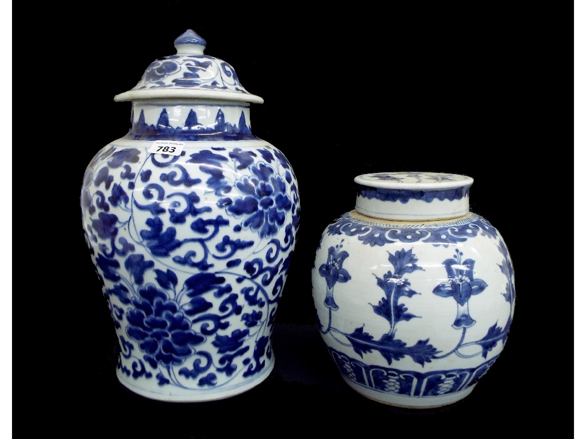 Appraisal: Chinese blue and white porcelain baluster lidded vase and cover