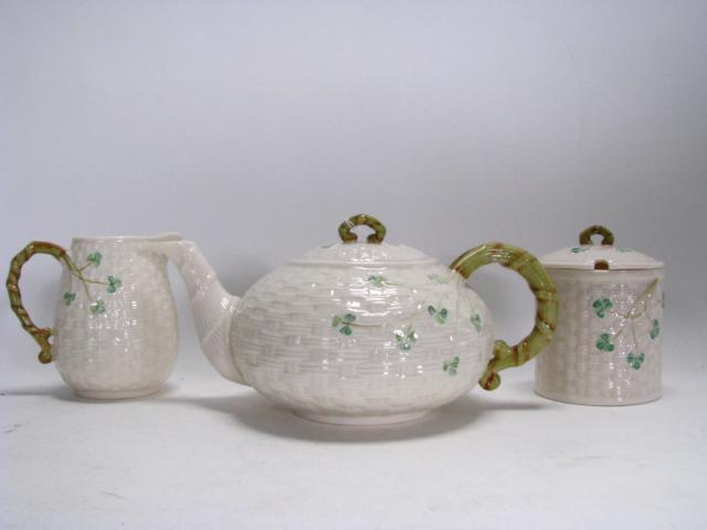 Appraisal: Three pieces Belleek Irish porcelain all with green mark and