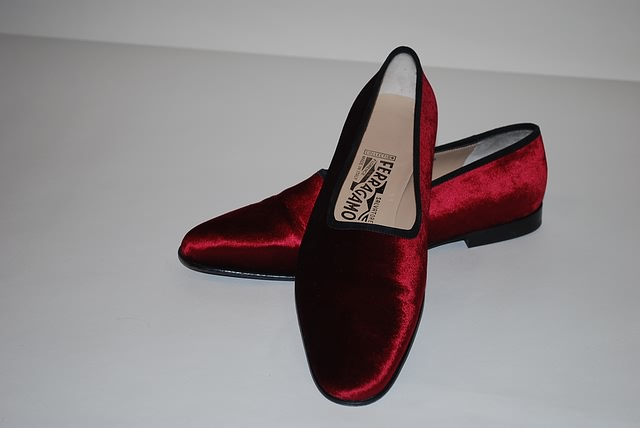 Appraisal: Salvatore Ferragamo rose suede fabric calf flat Size B Price