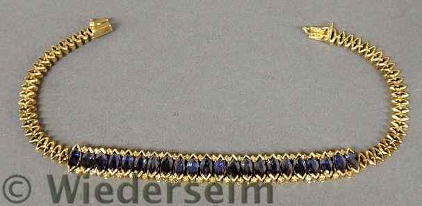 Appraisal: Ladies k yg bracelet with marquis cut sapphires and small