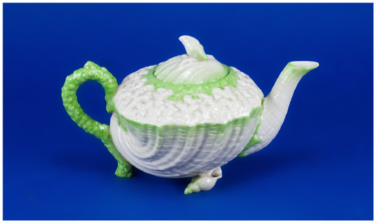 Appraisal: Belleek Shell and Seaweed Teapot Conch Shell Body in White