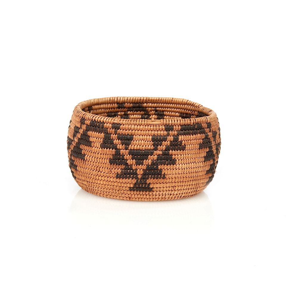 Appraisal: Northern California Indian Basket Northern California Indian basket with geometric