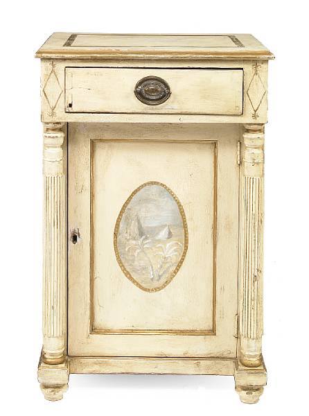 Appraisal: A Neoclassical style paint decorated cabinet height in width in