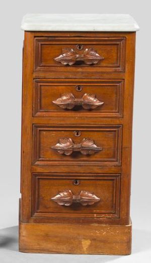 Appraisal: American Rococo Revival Walnut and Marble-Top Bedside Stand third quarter