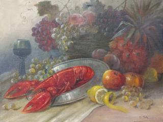 Appraisal: Oil on canva Victorian oil on canvas still life of