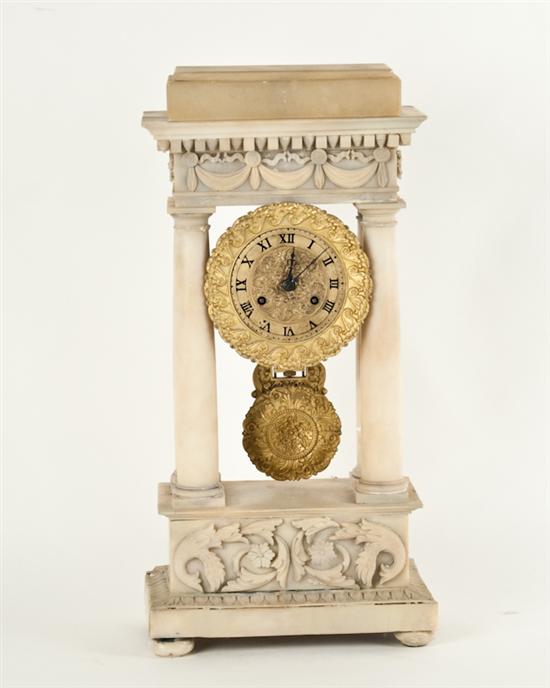 Appraisal: A th C French Pillar Clock the case of white