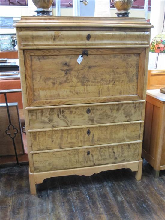 Appraisal: SECRETAIRE ABATANT A th C Biedermeier blonde wood cased fall